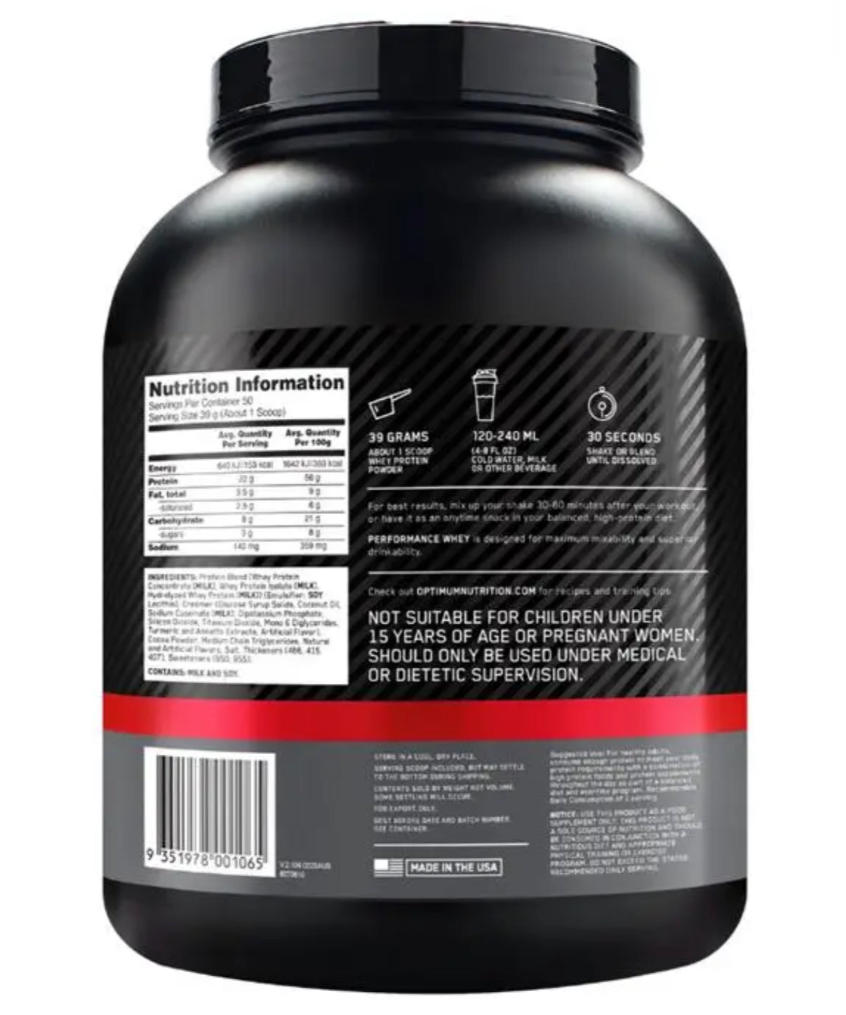 Optimum Nutrition Performance Whey Chocolate Milkshake 1.95kg