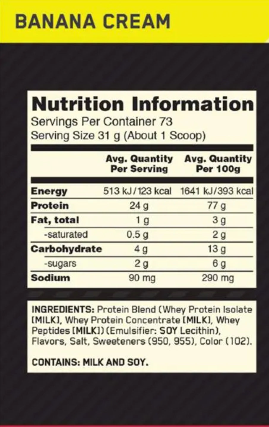 Optimum Nutrition Gold Standard Whey Banana Cream2.27kg