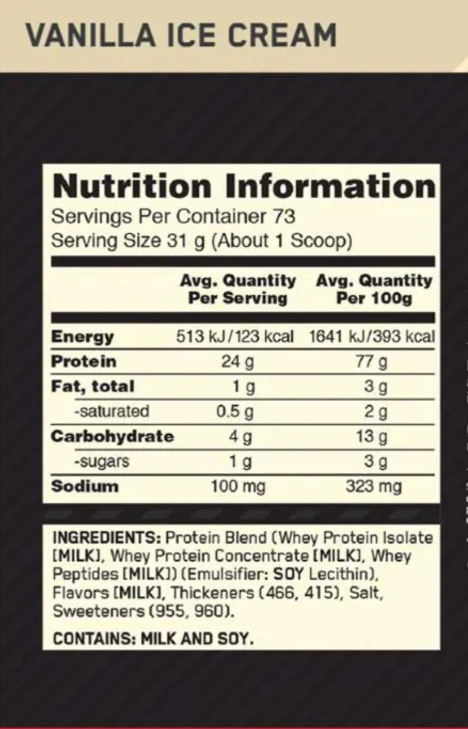 Optimum Nutrition Gold Standard Whey Vanilla Ice Cream 2.27kg