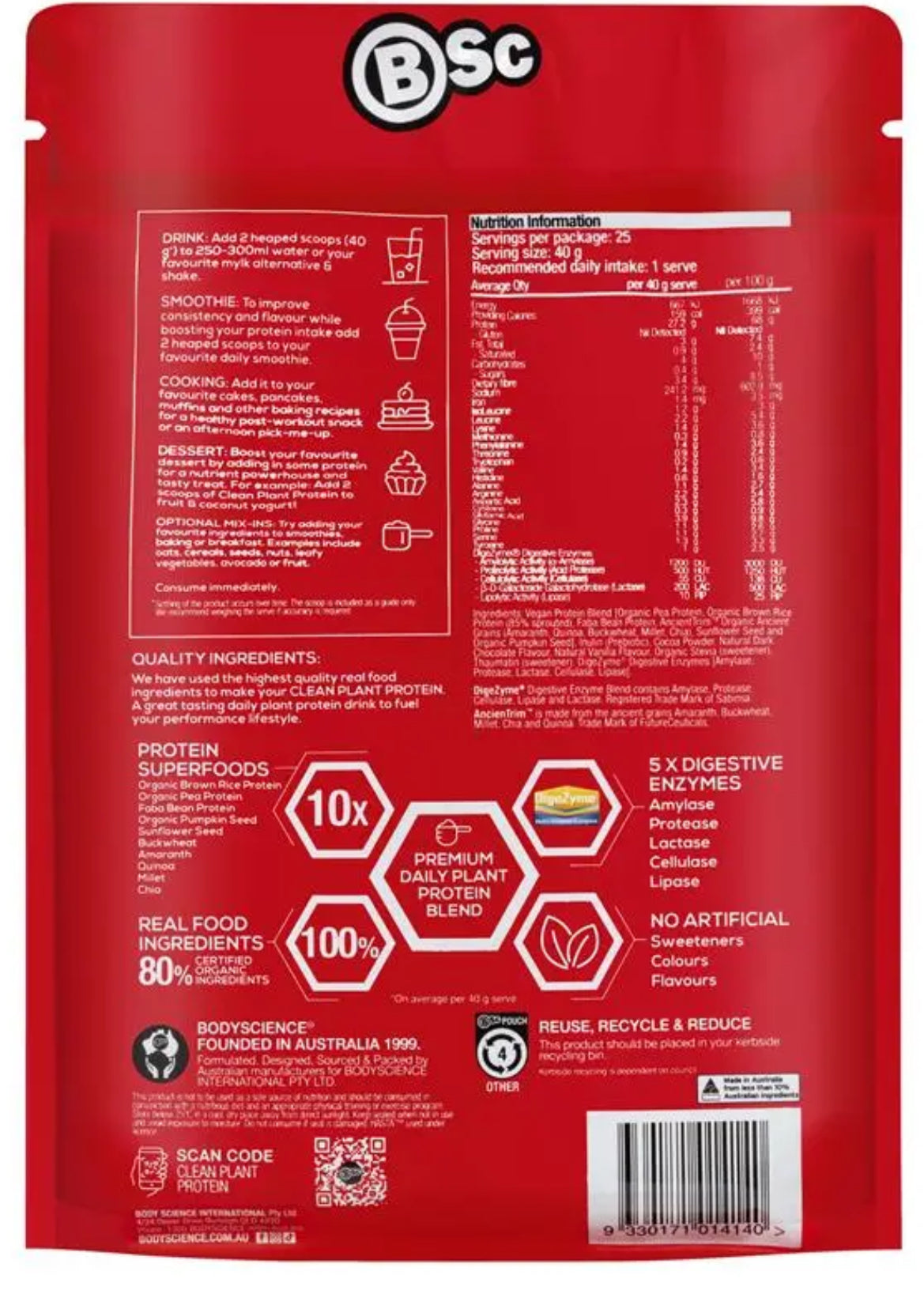 BSc Clean Plant Protein Rich Chocolate 1kg