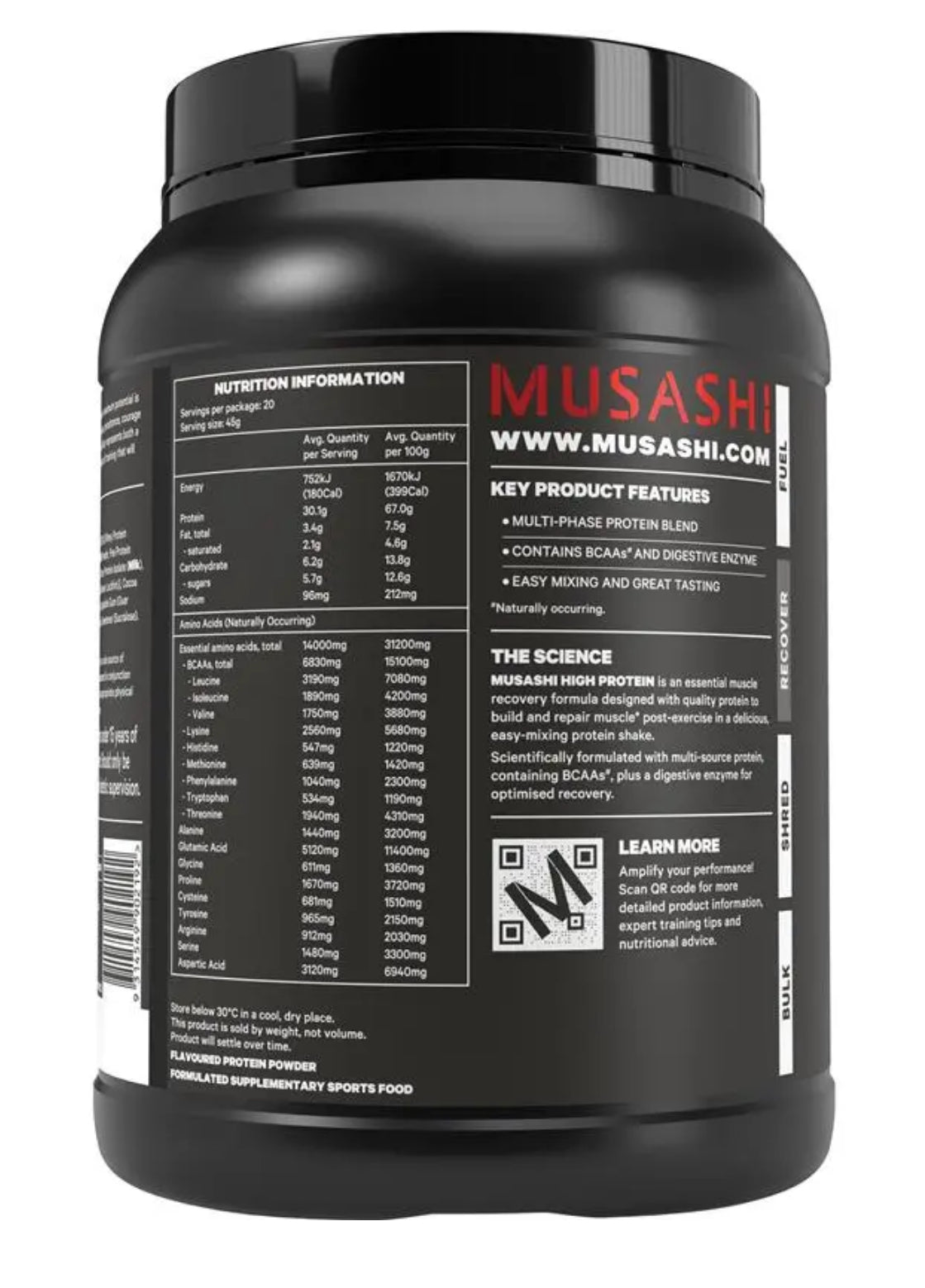 Musashi High Protein Chocolate 900g