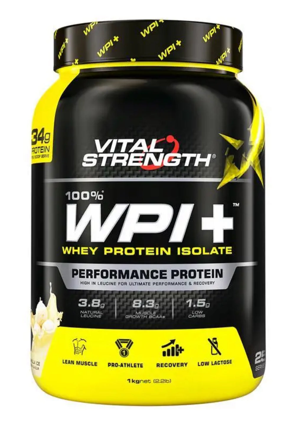 Vital Strength WPI Plus 100 Whey Protein Isolate Vanilla 1Kg
