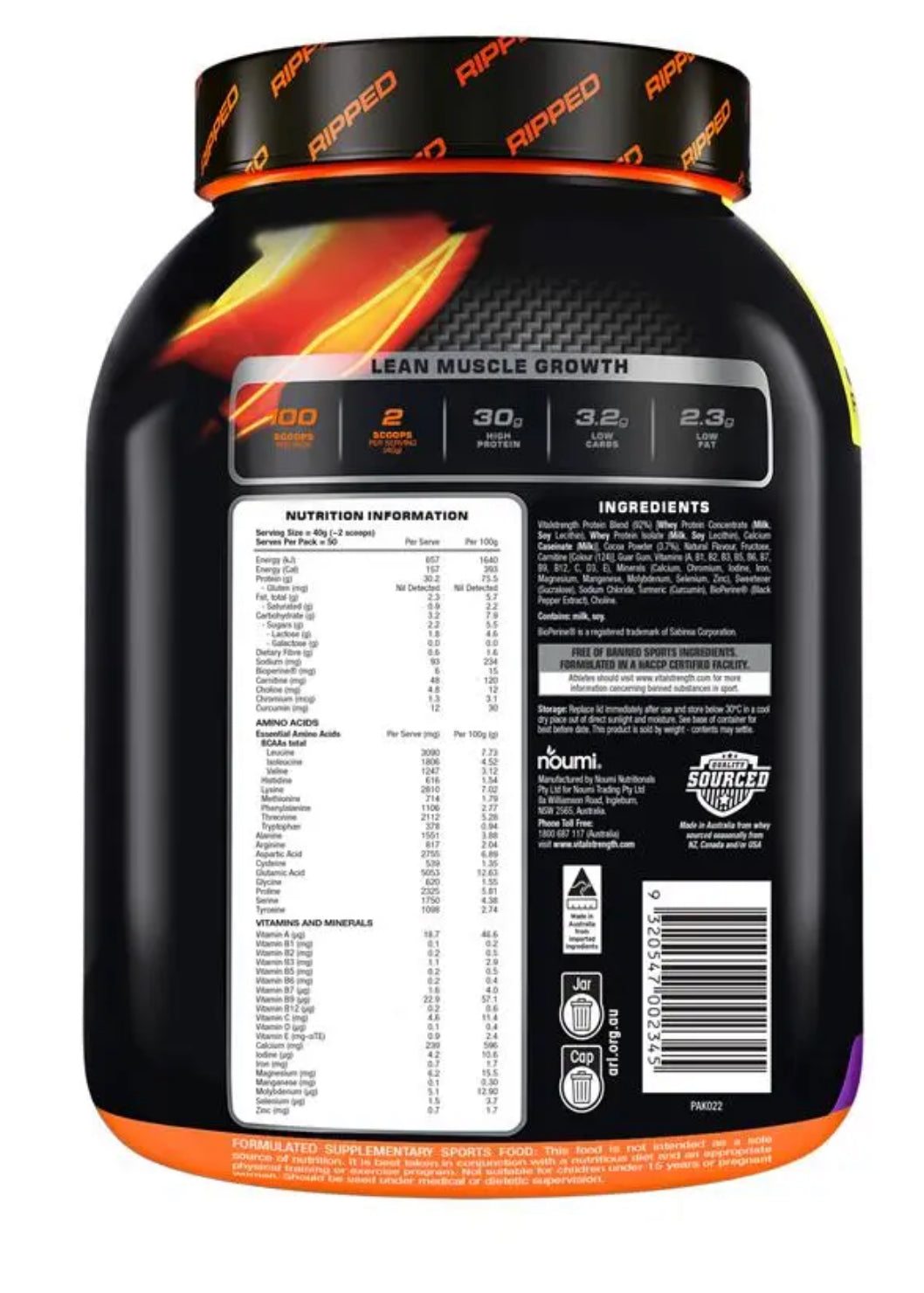 Vital Strength Hydroxy Ripped Thermogenic Protein Powder Chocolate 2kg