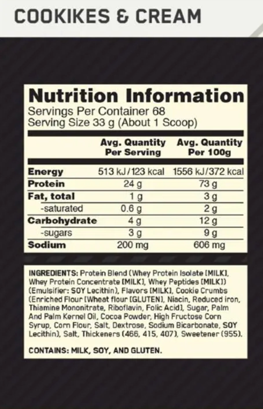 Optimum Nutrition Gold Standard Whey Cookies & Cream 2.27kg