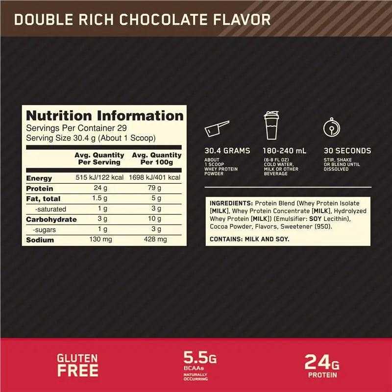 Optimum Nutrition Gold Standard Whey Double Rich Chocolate 907g