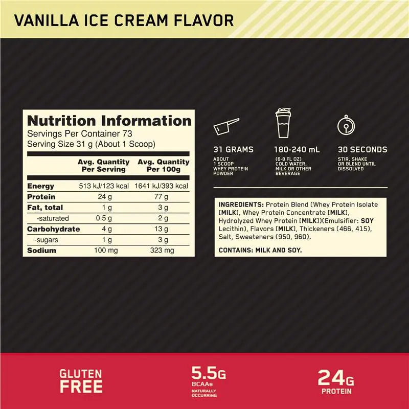 Optimum Nutrition Gold Standard Whey Vanilla Ice Cream 907g