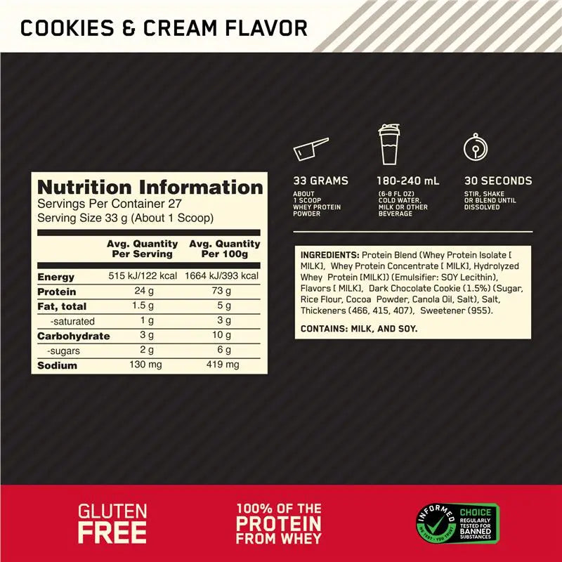 Optimum Nutrition Gold Standard Whey Cookies & Cream 907g