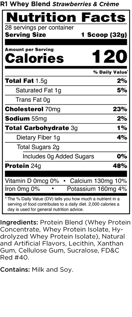 R1 Whey Blend Protein Cookies and Creme 2Lb