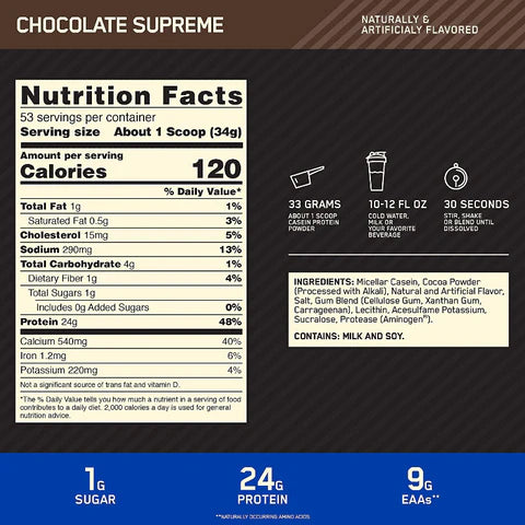 Optimum Nutrition Gold Standard Chocolate Supreme 100% Casein 1.75kg