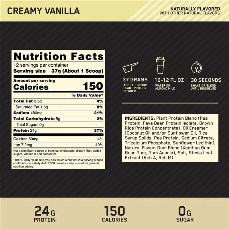 Optimum Nutrition Gold Standard 100% Plant Protein Vanilla 480g
