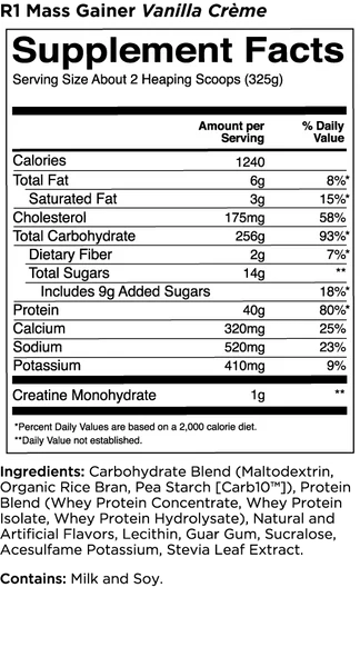 R1 Mass Gainer By Rule 1 Cookies and Creme 2.6Kg