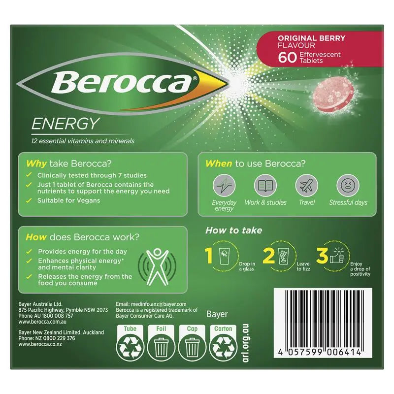 Berocca Energy Original Berry 60 Effervescent Tablets