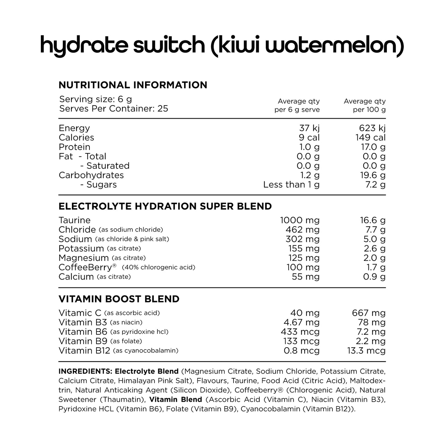 Hydrate Switch By Switch Nutrition Lemon Lime 150gm