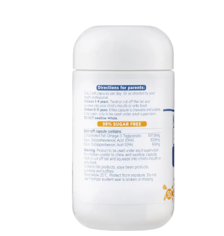 Nature's Way Kids Smart DHA 300mg Triple Strength 50 Soft Capsules