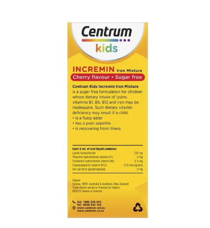 Centrum Kids Incremin Iron Mixture Cherry Flavour 200ml