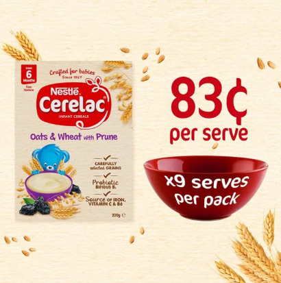 Nestle CERELAC Oats & Wheat with Prune Baby Cereal Stage 2 – 200g