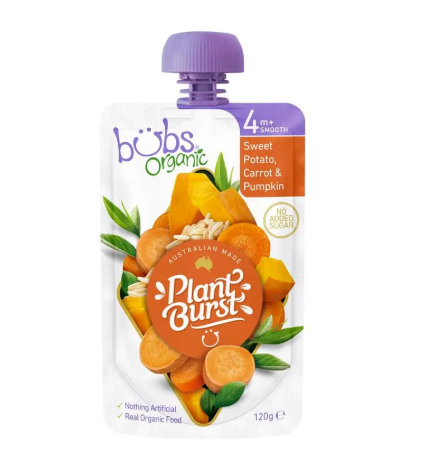 Bubs Organic Sweet Potato Carrot & Pumpkin 4 Months+ 120g