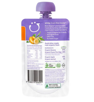 Bubs Organic Banana & Apricot Power Porridge 6 Months+ 120g