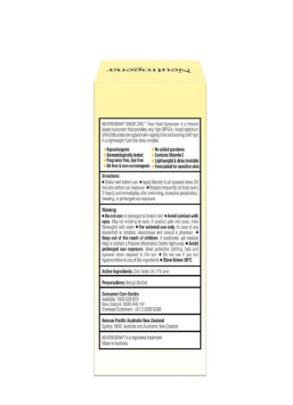 Neutrogena Sheer Zinc Face Fluid SPF50+ 50mL