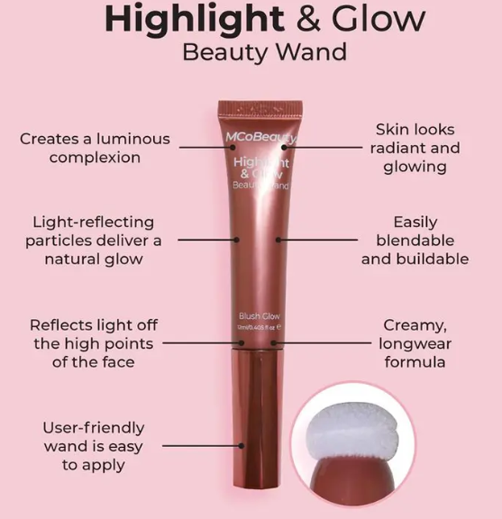 MCoBeauty Highlight & Glow Beauty Wand Blush Glow New