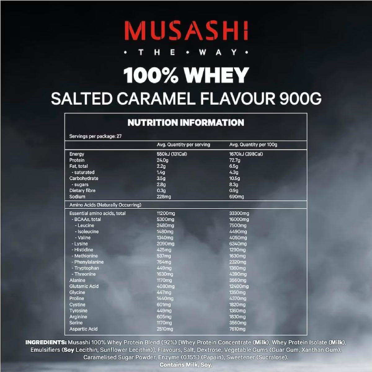 Musashi 100% Whey salted caramel 900G