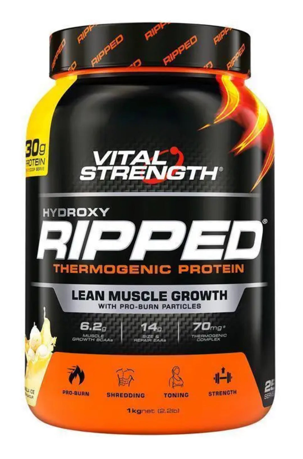 Vital Strength Hydroxy Ripped Thermogenic Protein Powder Vanilla 1kg