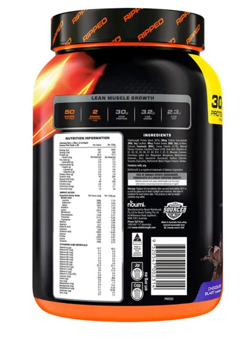 Vital Strength Hydroxy Ripped Thermogenic Protein Powder Vanilla 1kg