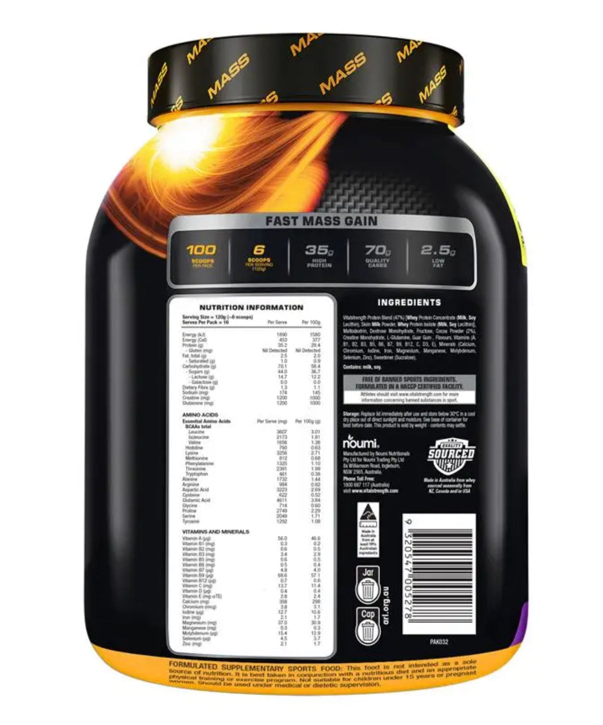 Vital Strength Hardgainer Mass Rapid Building Protein Chocolate Blast 2kg
