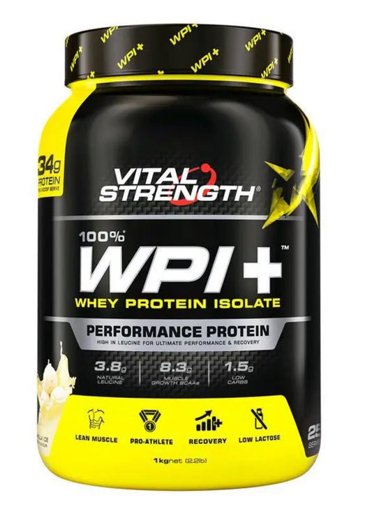 Vital Strength WPI Plus 100 Whey Protein Isolate Vanilla 1Kg