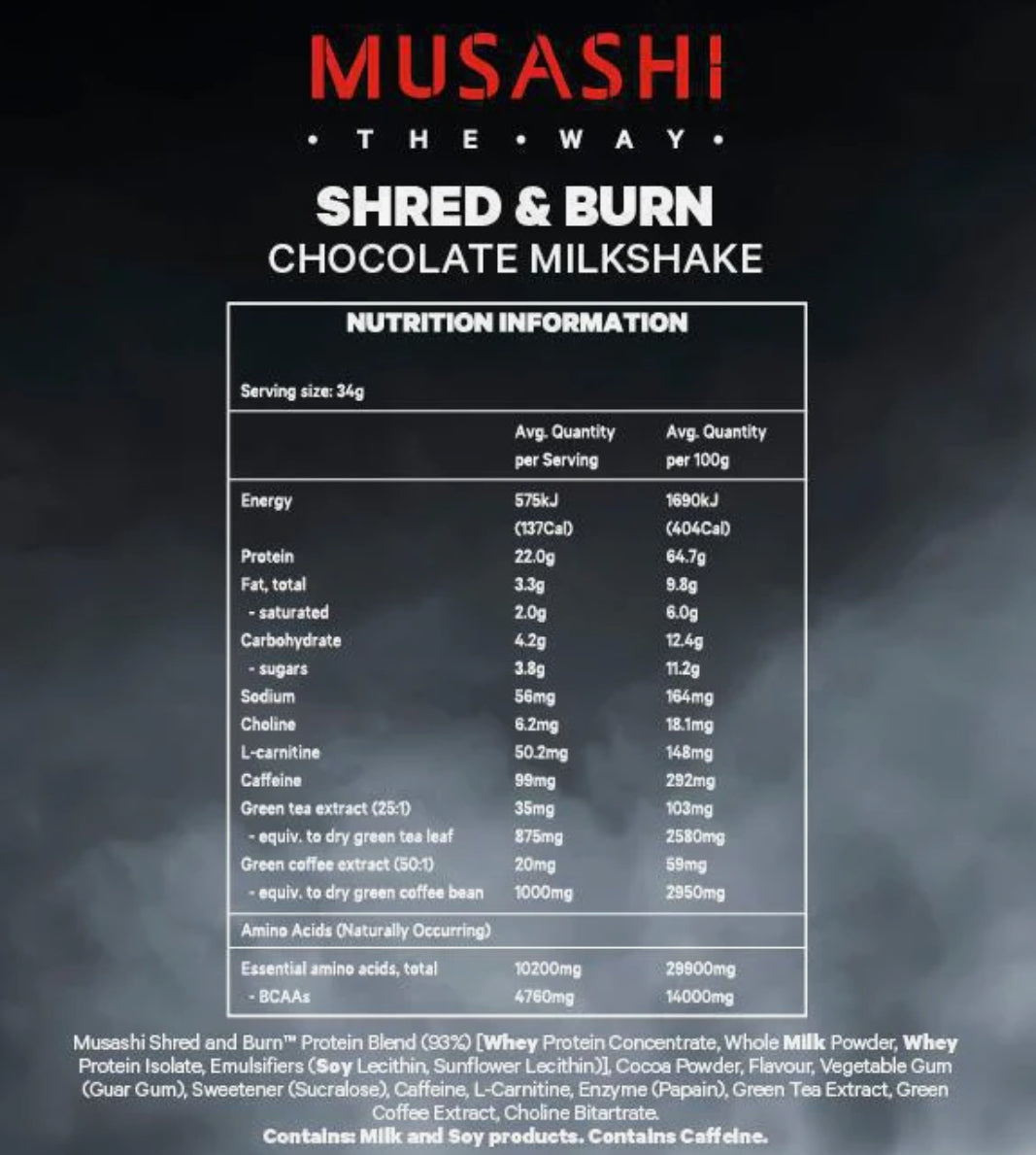 Musashi Shred & Burn Protein Chocolate 900g