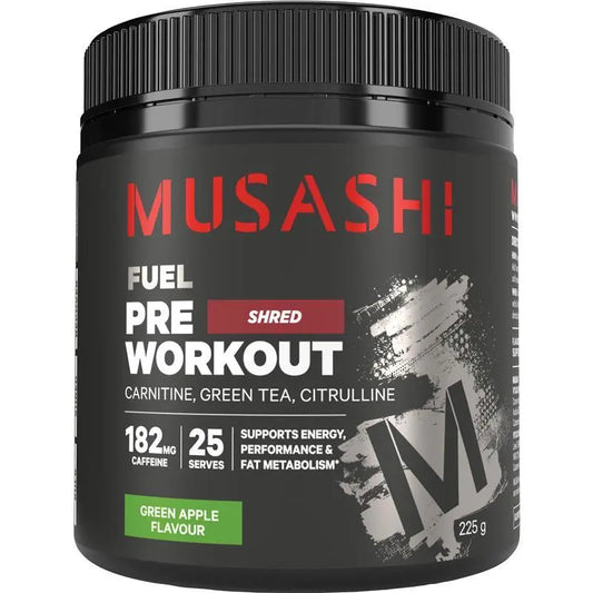 Musashi Pre Workout Shred Green Apple 225g