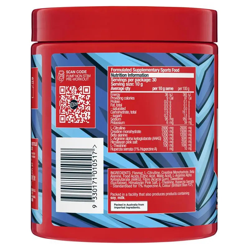 BSc Pump Non Stim Pre-Workout  Blue Sour Strap 300g