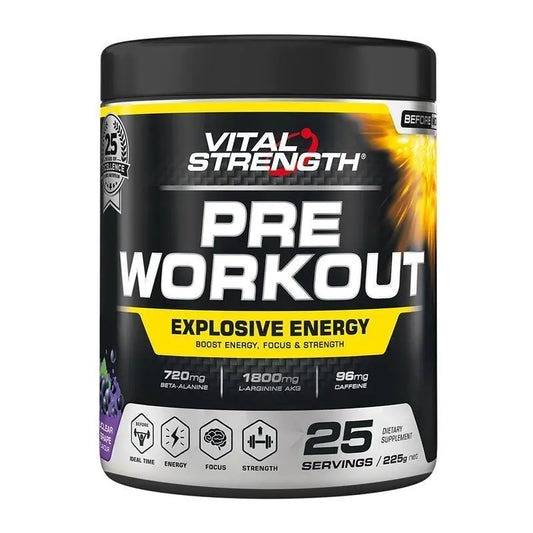 Vital Strength Pre Workout Powder Nuclear Grape 225g