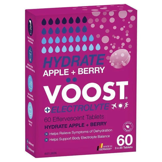 Voost Hydrate Apple + Berry Effervescent Tablets 60 Pack