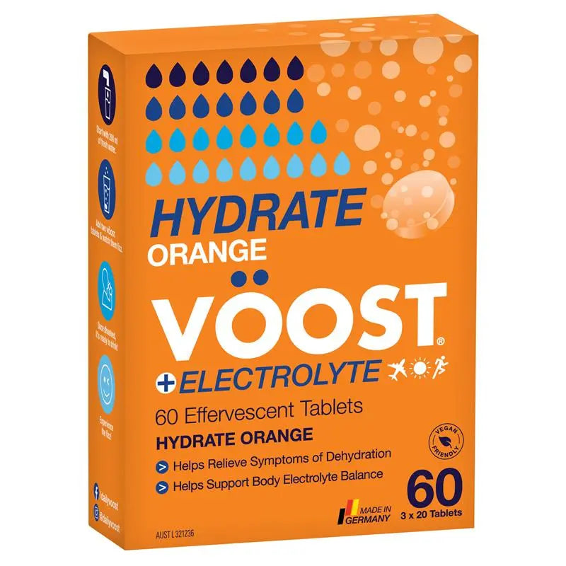Voost Hydrate Orange Effervescent Tablets 60 Pack