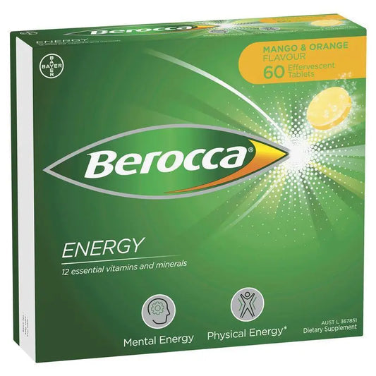 Berocca Energy Mango And Orange 60 Effervescent Tablets