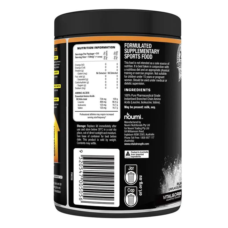Vital Strength BCAA 4:1:1 Leucine Isoleucine and Valine 375g