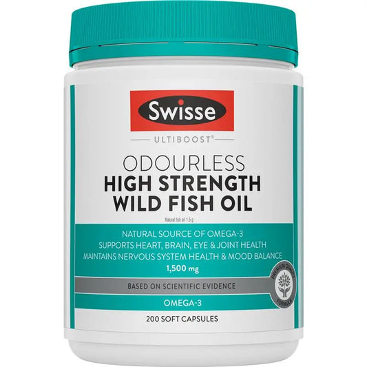 Swisse Ultiboost Odourless High Strength Wild Fish Oil 1500mg 200 Capsules