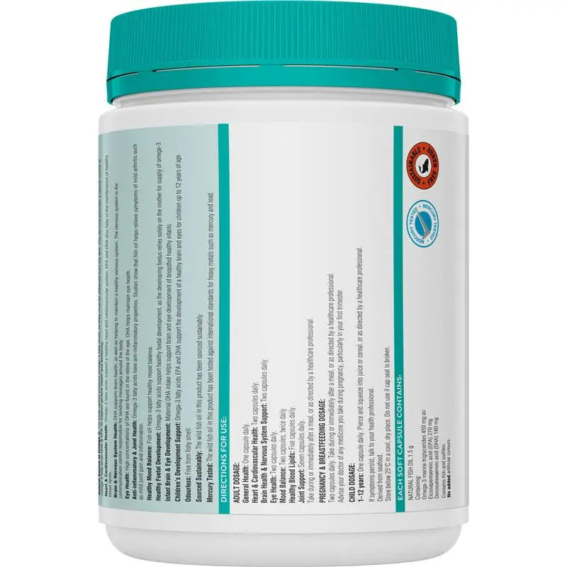 Swisse Ultiboost Odourless High Strength Wild Fish Oil 1500mg 200 Capsules