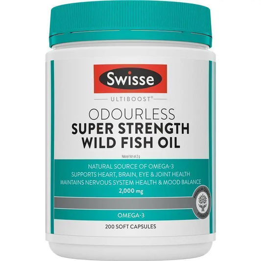 Swisse Ultiboost Odourless Super Strength Wild Fish Oil 2000mg 200 Capsules