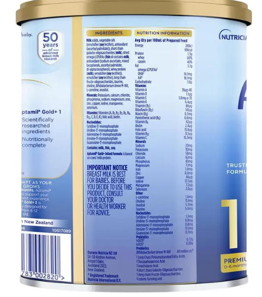 Aptamil Gold+ 1 Baby Infant Formula From Birth to 6 Months 900g