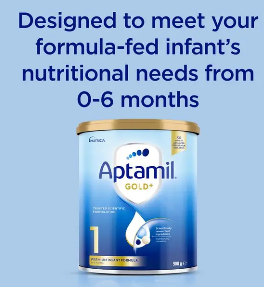Aptamil Gold+ 1 Baby Infant Formula From Birth to 6 Months 900g