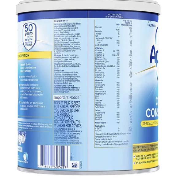 Aptamil Gold+ Colic & Constipation Baby Infant Formula From Birth to 12 Months 900g