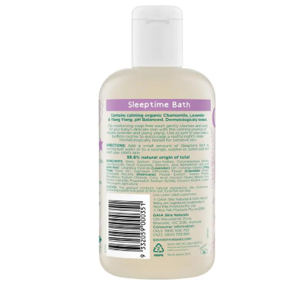 Gaia Natural Baby Sleeptime Bath Wash 250ml