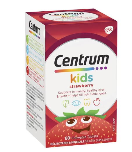 Centrum Kids Multi Vitamin 60 Strawberry Tablets