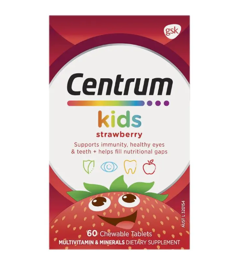Centrum Kids Multi Vitamin 60 Strawberry Tablets