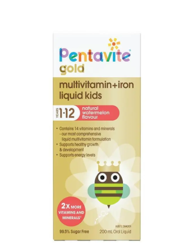 Pentavite Gold Multivitamin + Iron Liquid For Kids 200ml