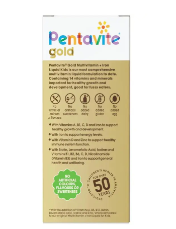 Pentavite Gold Multivitamin + Iron Liquid For Kids 200ml