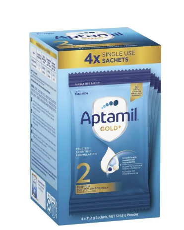 Aptamil Gold+ 2 Baby Follow-On Formula Powder Sachets From 6-12 Months 4 Pack 31.2g