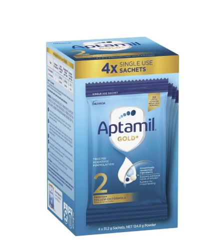 Aptamil Gold+ 2 Baby Follow-On Formula Powder Sachets From 6-12 Months 4 Pack 31.2g